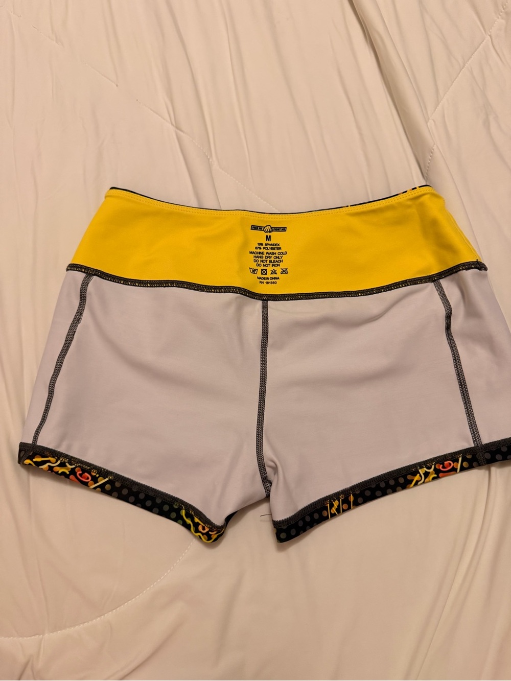Feed me fight me medium Neon Snacks Workout Shorts - Black with Neon Print fmfm - Picture 6 of 7